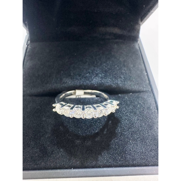 Moissanite Band 7 Stone Anniversary Wedding Ring 18K 925 GRA Round - Picture 14 of 17